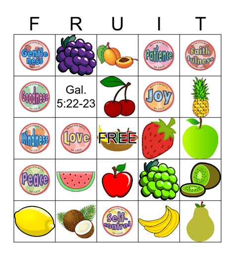 Fruit Of The Spirit Bingo Cards Free Printable - Printable Templates