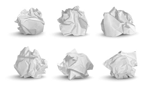 Premium Vector | Crumpled balls. 3d garbage paper idea notes trash ...