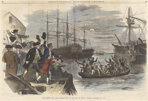 The Boston Tea Party.–Destruction of the Tea in Boston Harbor, December 16, 1773, from the ...