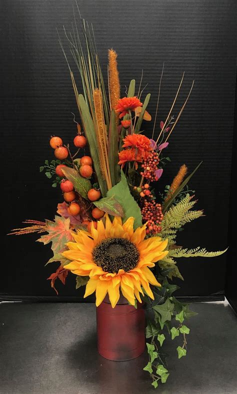 Small Milk Can Fall Arrangement by Andrea | Fall flower arrangements, Artificial flower ...