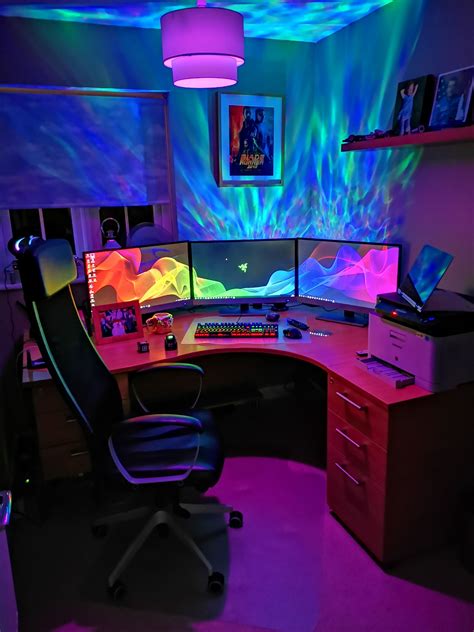 Mesa Gaming Desk Setup, Best Gaming Setup, Computer Gaming Room, Gamer ...
