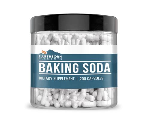 Baking Soda Capsules, 200 Capsules, Sodium Bicarbonate Antacid 1600 mg ...