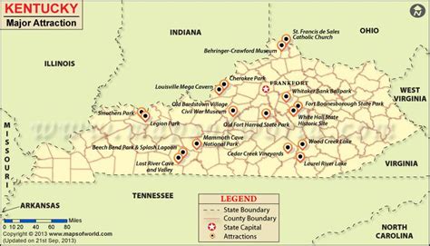 Places to Visit in Kentucky Map, Things To Do in Kentucky | Kentucky ...