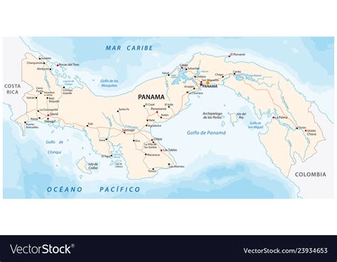 Panama road map Royalty Free Vector Image - VectorStock