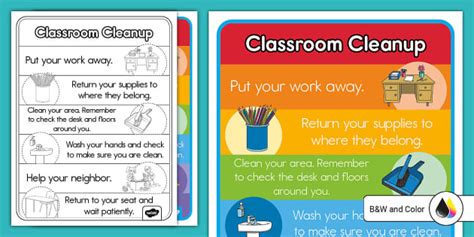 Classroom Cleanup Poster for K-2nd Grade (Teacher-Made)