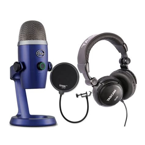 Blue Yeti Nano USB Mic (Vivid Blue) with Headphones and Knox Gear Pop Filter - Walmart.com ...