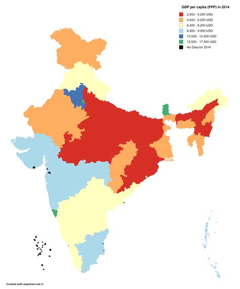 GDP per capita of Indian states in 2014 (PPP) India World Map, India Map, India Travel, India ...