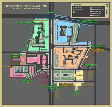 Streets of Tarkov map, PMC and SCAV extracts. How to exit the Streets ...