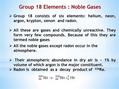 PPT - Group 18 Elements : Noble Gases PowerPoint Presentation, free ...