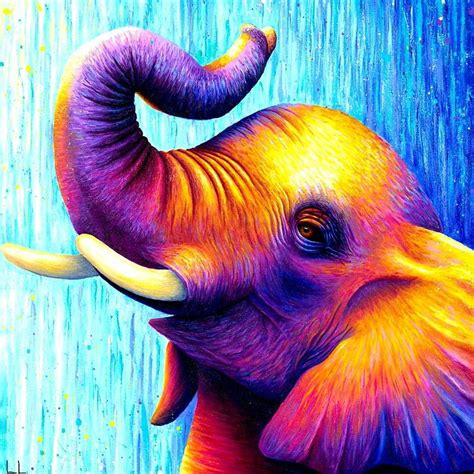 Bathing Baby Elephant Painting by Leanne Lukjanovs | Saatchi Art