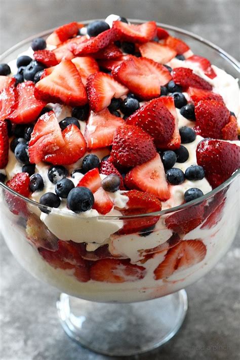 angel food trifle with strawberries and blueberries