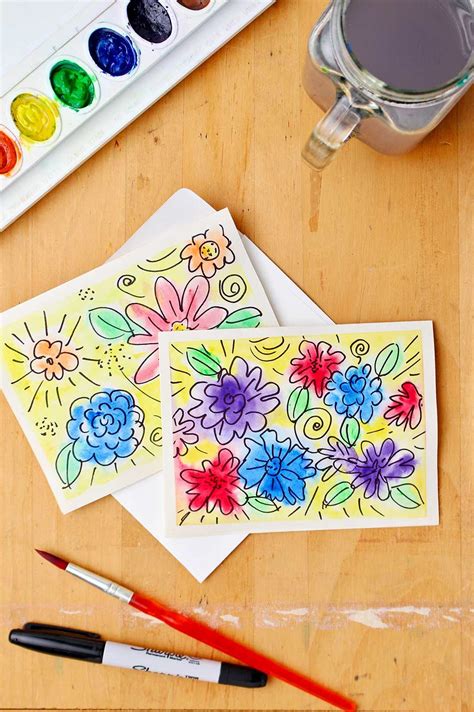 Easy DIY Watercolor Flower Card for Mom - Welcome To Nana's