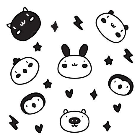 Cute Animal Colorless Design Background, Cute, Animal, Colorless ...