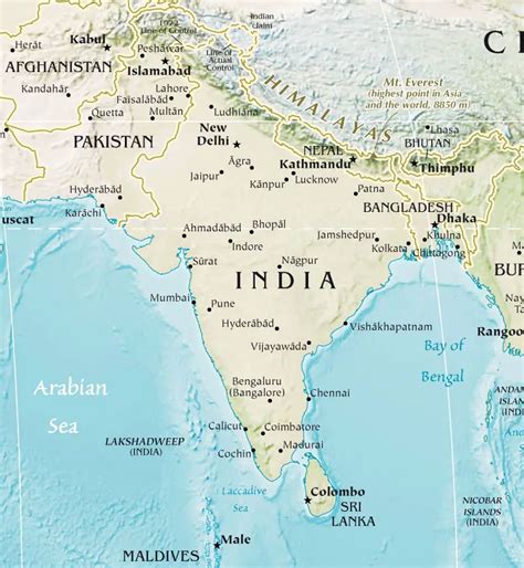 India Pakistan Physical Map • Mapsof.net