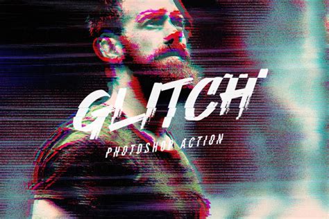 VHS Glitch Photoshop Action - Design Template Place