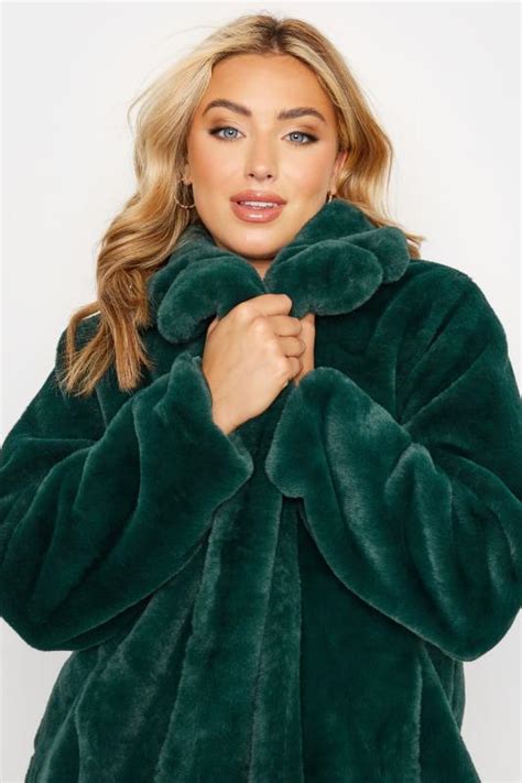 Plus Size Green Luxe Faux Fur Coat | Yours Clothing