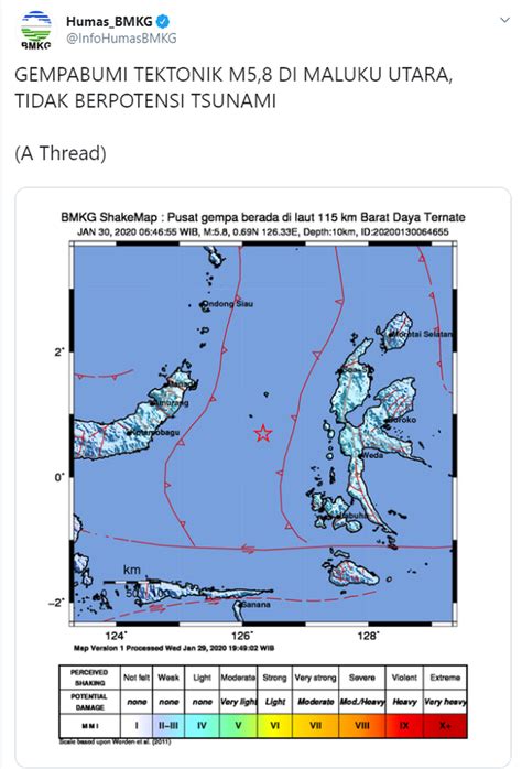 Terjadi Gempa Bumi di Maluku Utara Berkekuatan 5,8 SR, BMKG Sebut Tak Berpotensi Tsunami. - Grid ...