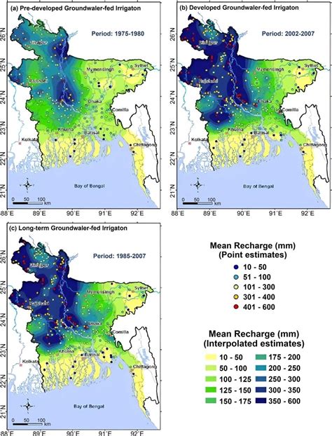 Showing groundwater recharge maps for the pre-development... | Download ...