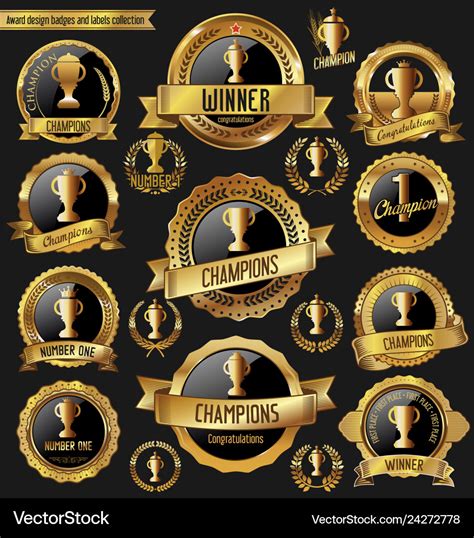 Award design golden badges and labels collection Vector Image