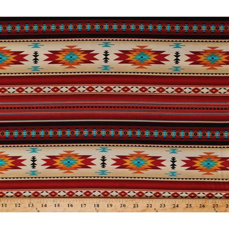 Cotton Southwestern Stripes Southwest Tribal Red Gold Turquoise Tucson Stripes Terracotta Cotton ...