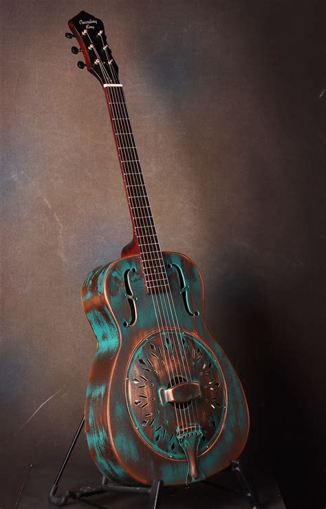 Recording King RM-997 Bell Brass body Resonator guitar Vintage Green Distressed | Stageshop