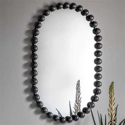 90cm Black Oval Mirror | Mirror wall, Beaded mirror, Mirror