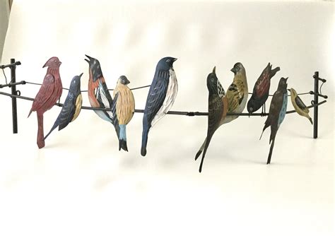 Metal Wall Art 10 Song Birds on Telephone Wire 37”x8” hand painted ...