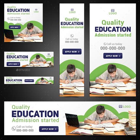 Education Banners Bundle - 6 Sets - 100 Banners | Education banner, Banner ads design, Education