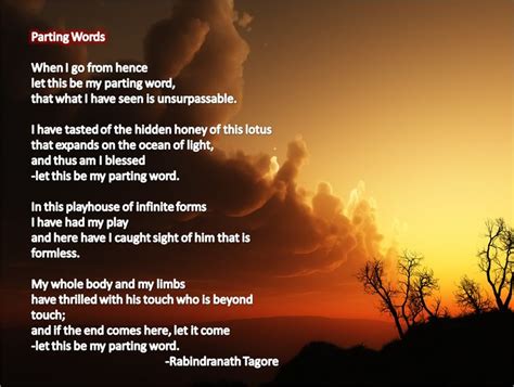 Rabindranath Tagore`s poem called "Parting Words" | Tagore quotes, Spiritual thoughts, Poems