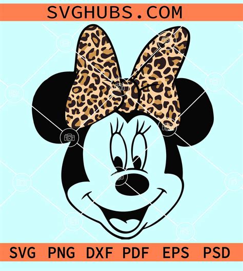 Minnie Leopard Print Bow SVG, Mickey Mouse safari SVG, Mouse Leopard ...
