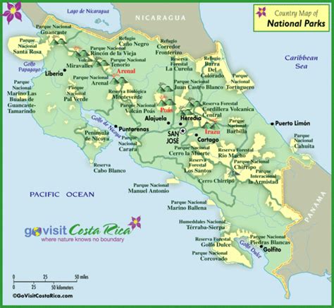 Costa Rica Touristische Karte