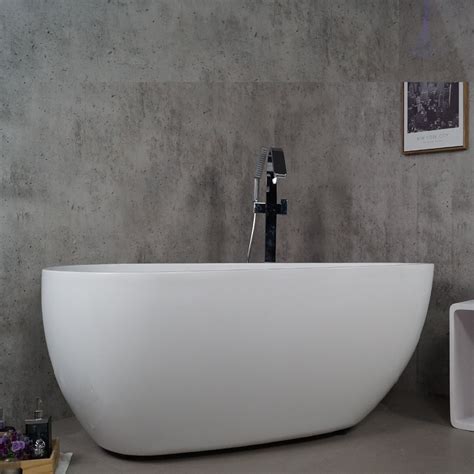 Acrylic Freestanding Tub,70’’Gloss White Standing Tub,Egg Shape