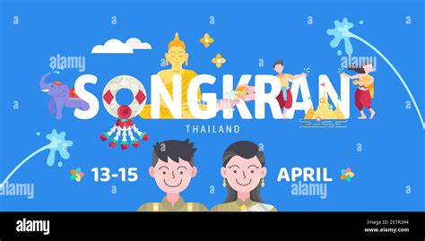 Songkran Thailand water splashing festival celebration vector ...