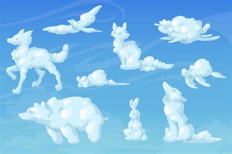 White clouds in shape of animals in sky 14603070 Vector Art at Vecteezy