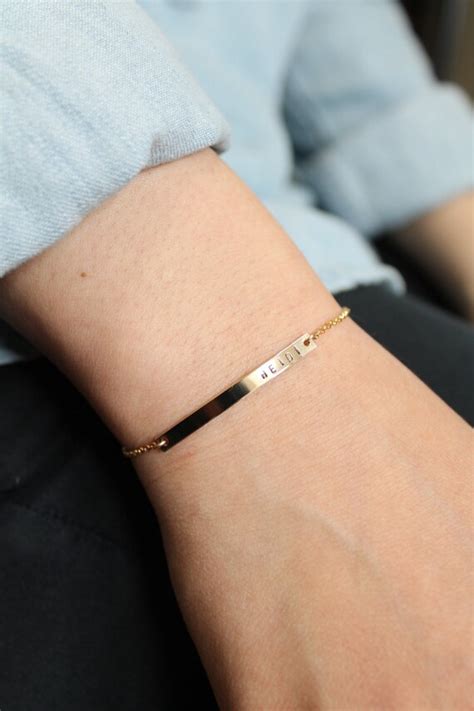 Items similar to Gold Bar Bracelet, 36x3mm, Nameplate Bracelet,Gold ...