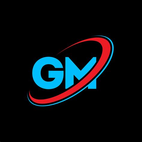 GM G M letter logo design. Initial letter GM linked circle uppercase monogram logo red and blue ...