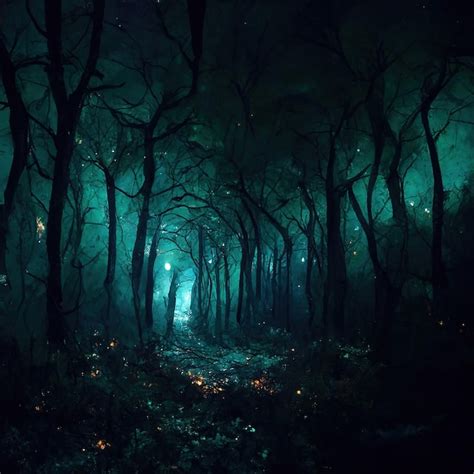 Premium Photo | Realistic haunted forest creepy landscape at night ...