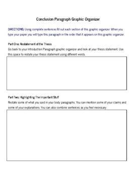 Conclusion Paragraph Graphic Organizer by Olympia Buckingham | TpT