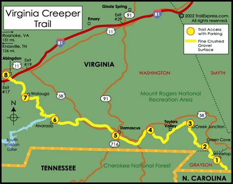 Virginia Creeper Trail Map – Map Of The Usa With State Names