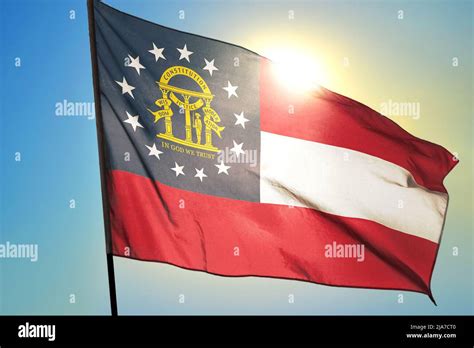 Georgia state of United States flag waving on the wind Stock Photo - Alamy