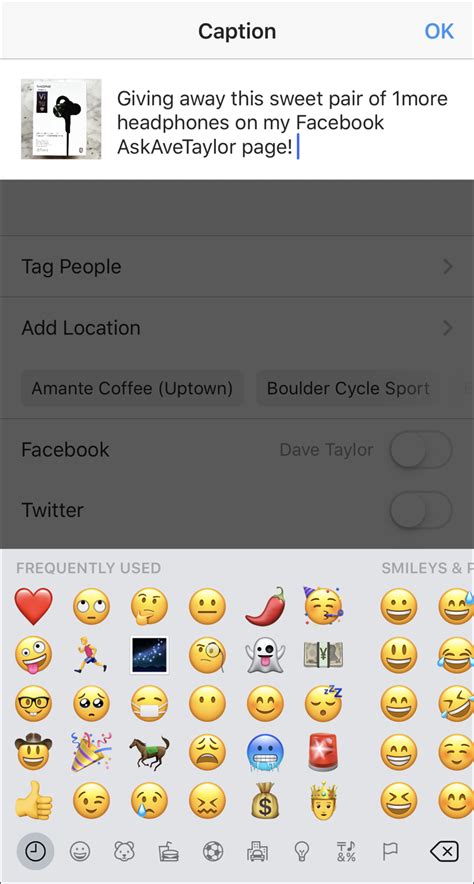 How do I add Emoji to an Instagram Post? from Ask Dave Taylor