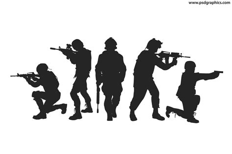 Soldiers silhouettes vector | PSDGraphics