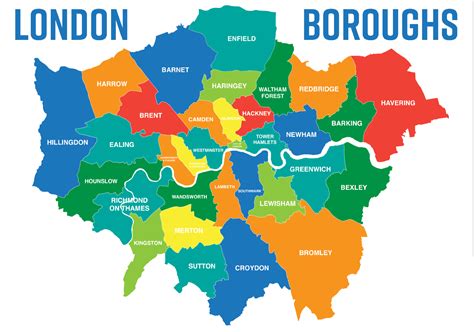 Map of London Boroughs Districts Wall Poster Print Graphic Optional ...