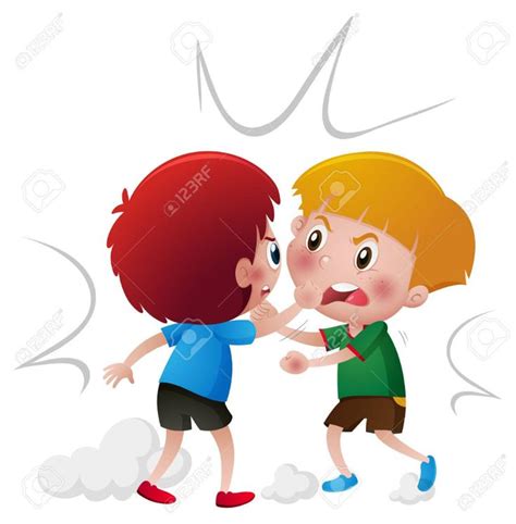 Angry Boys Fighting Each Other Illustration Royalty Free Cliparts ...