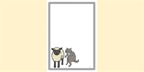 Wolf and Sheep Page Border (Teacher-Made) - Twinkl