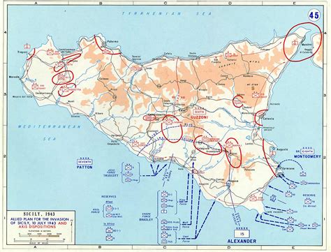 Map of Allied Plan for the Invasion of Sicily (July 1943)