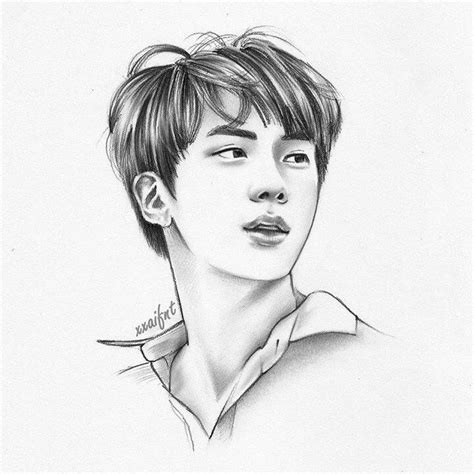 BTS fanart Jin Girl Drawing Sketches, Fan Art Drawing, Art Drawings ...