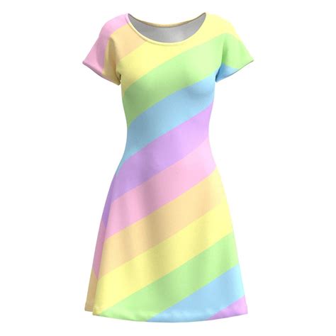 Rainbow Pastel Colors Short Sleeve Dress - EightyThree XYZ Clothing ...