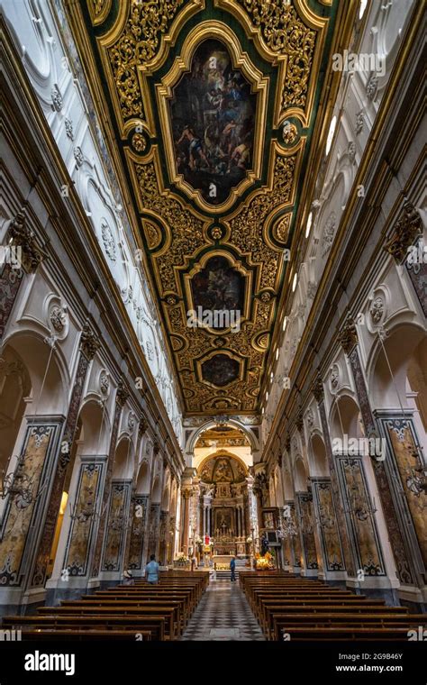 Interior of Amalfi Cathedral (Cattedrale di Sant'Andrea) seen from the ...