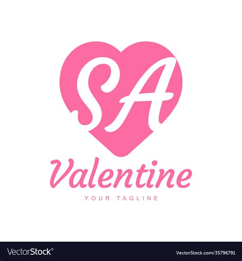 Sa letter logo design with heart icons love Vector Image